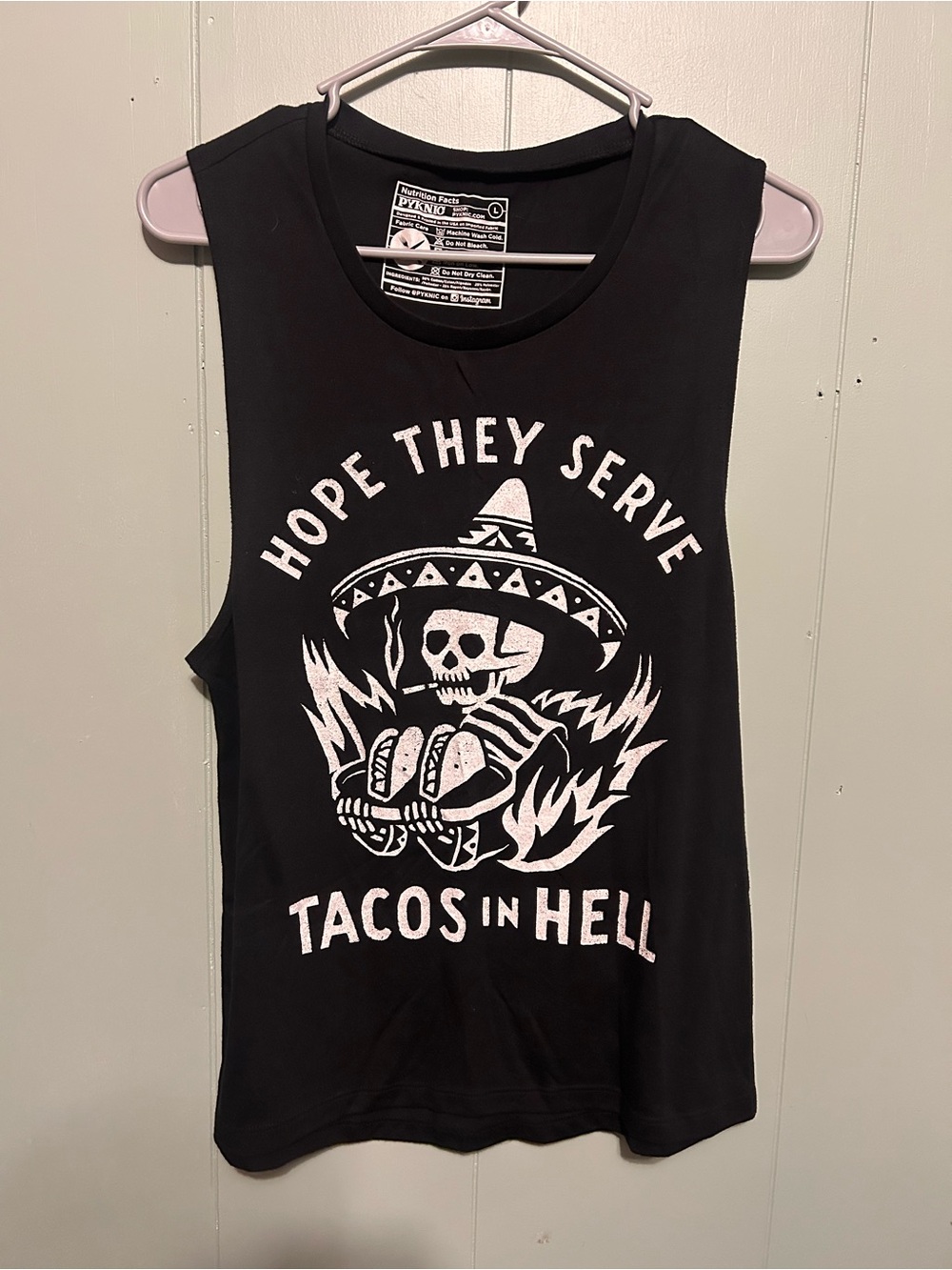 Hope They Serve Tacos in Hell Black Graphic Muscle Tee